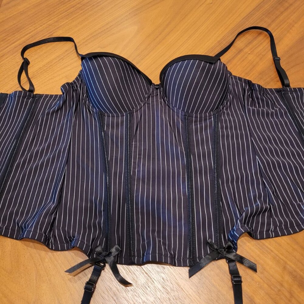 Black Pinstripe Corset - Halloween Costume/Cosplay Bustier